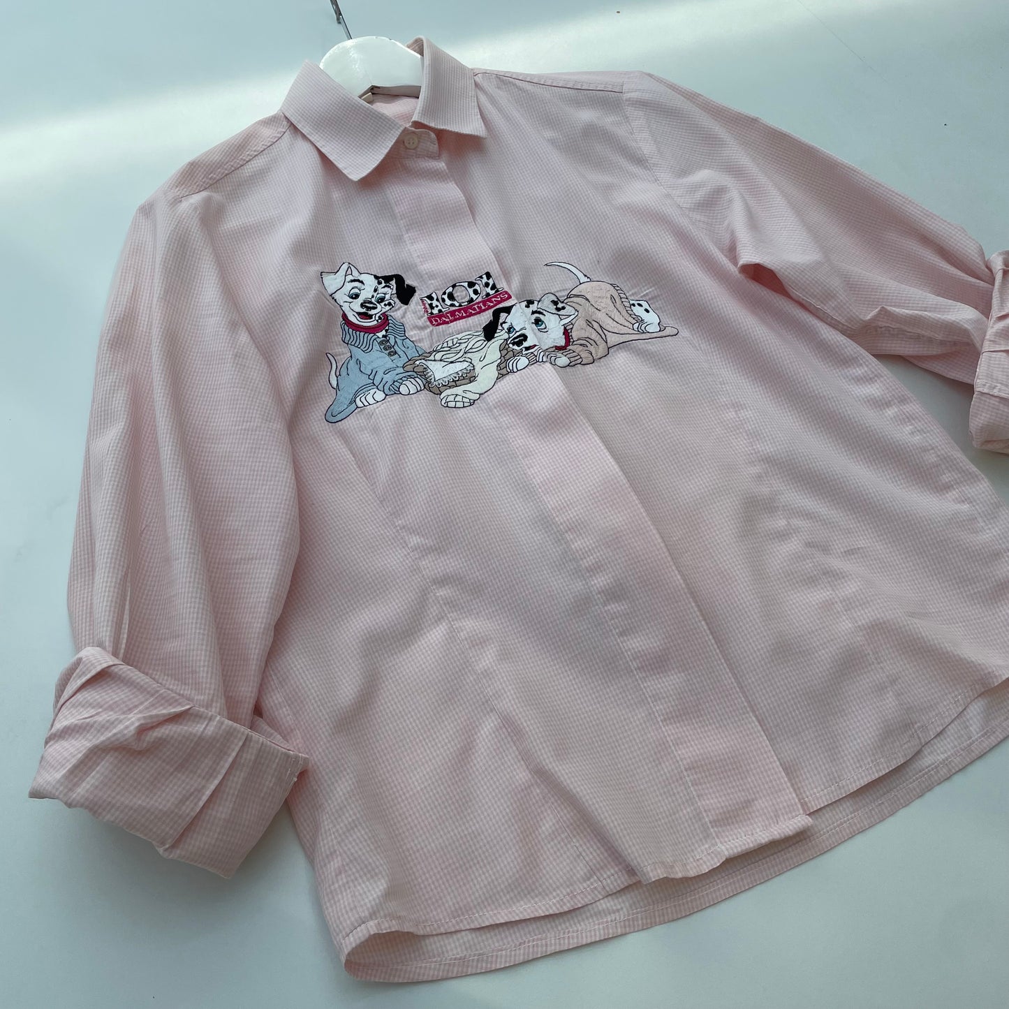 Dalmatian on pink gingham