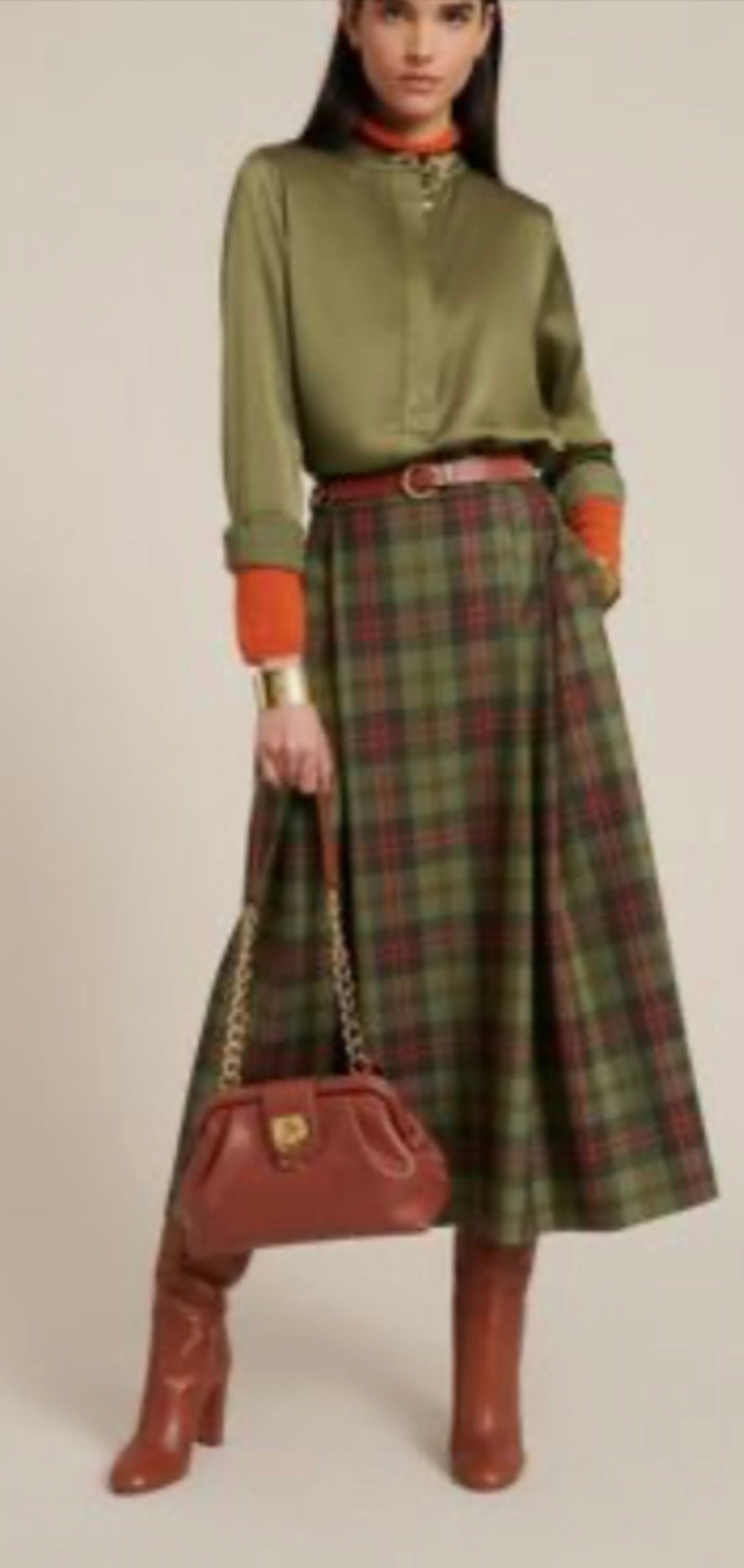 Gonna tartan taglio godet