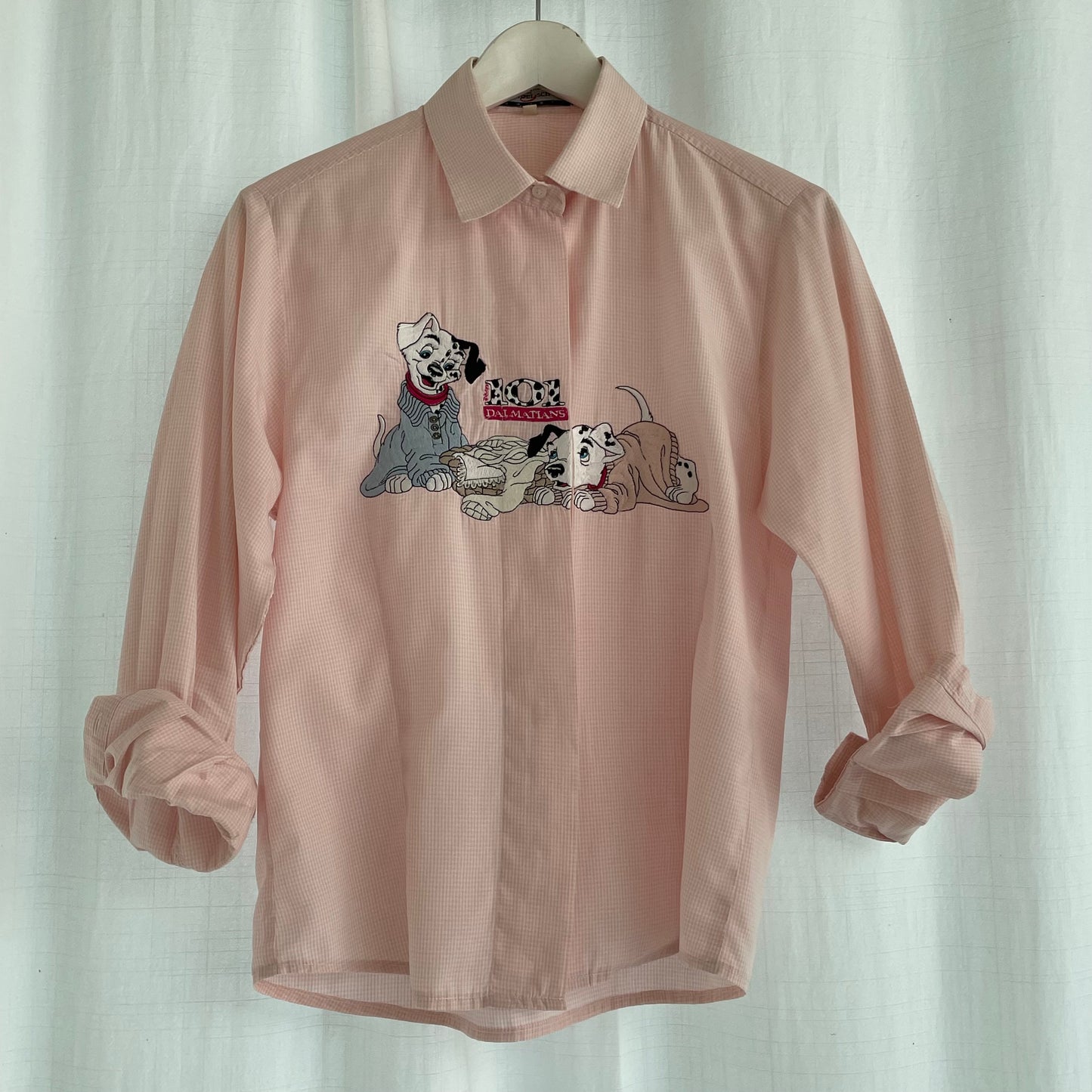Dalmatian on pink gingham