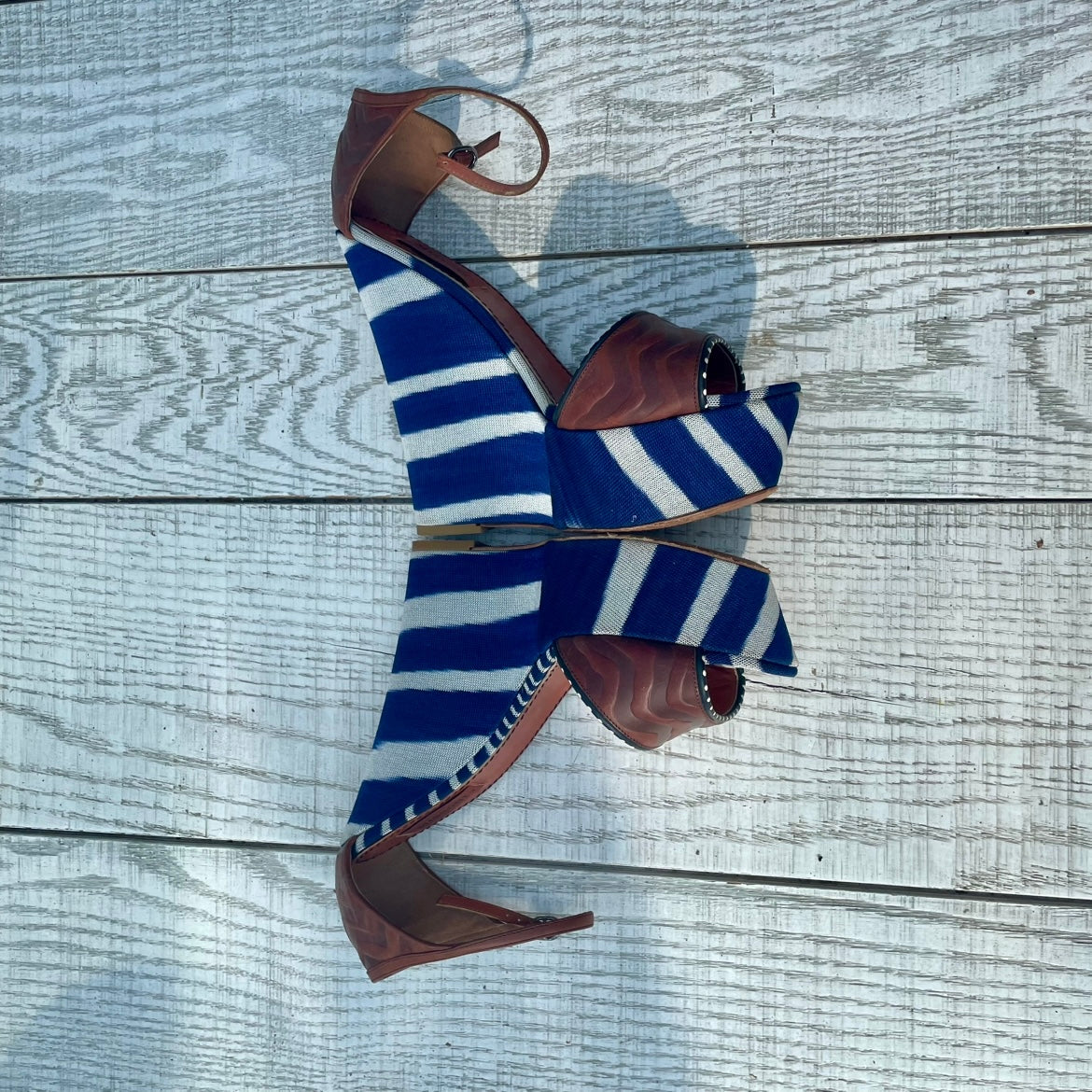Compensées en cuir et tissu Missoni