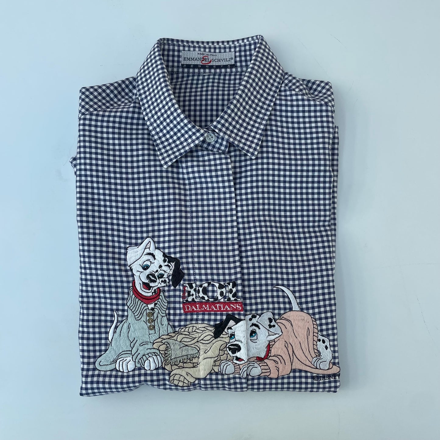 Dalmatian shirt with white and blue checks