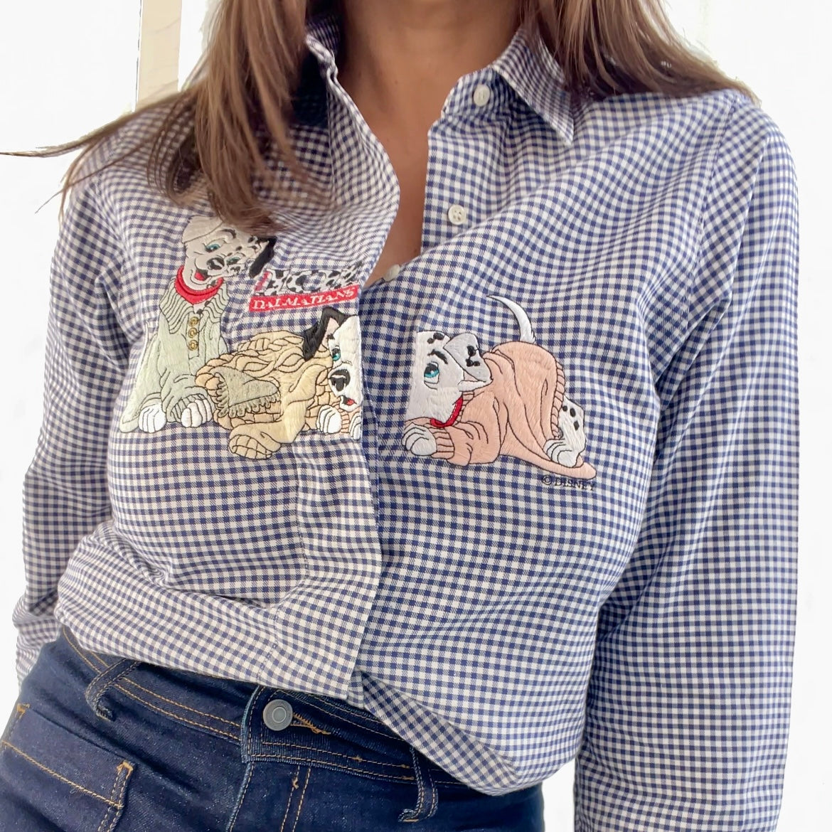 Dalmatian shirt with white and blue checks