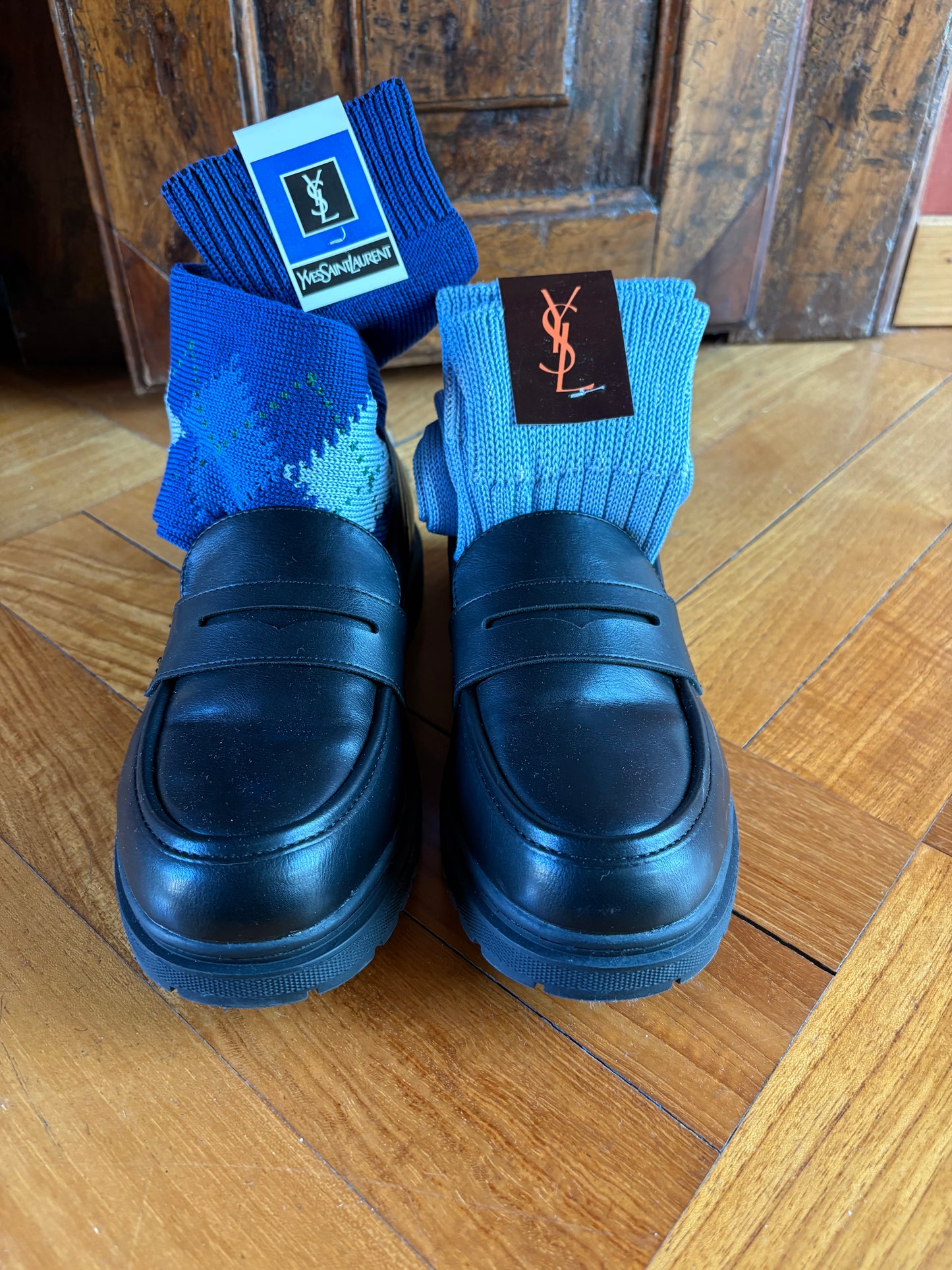 Calzettoni YSL rombi blu-azzurro