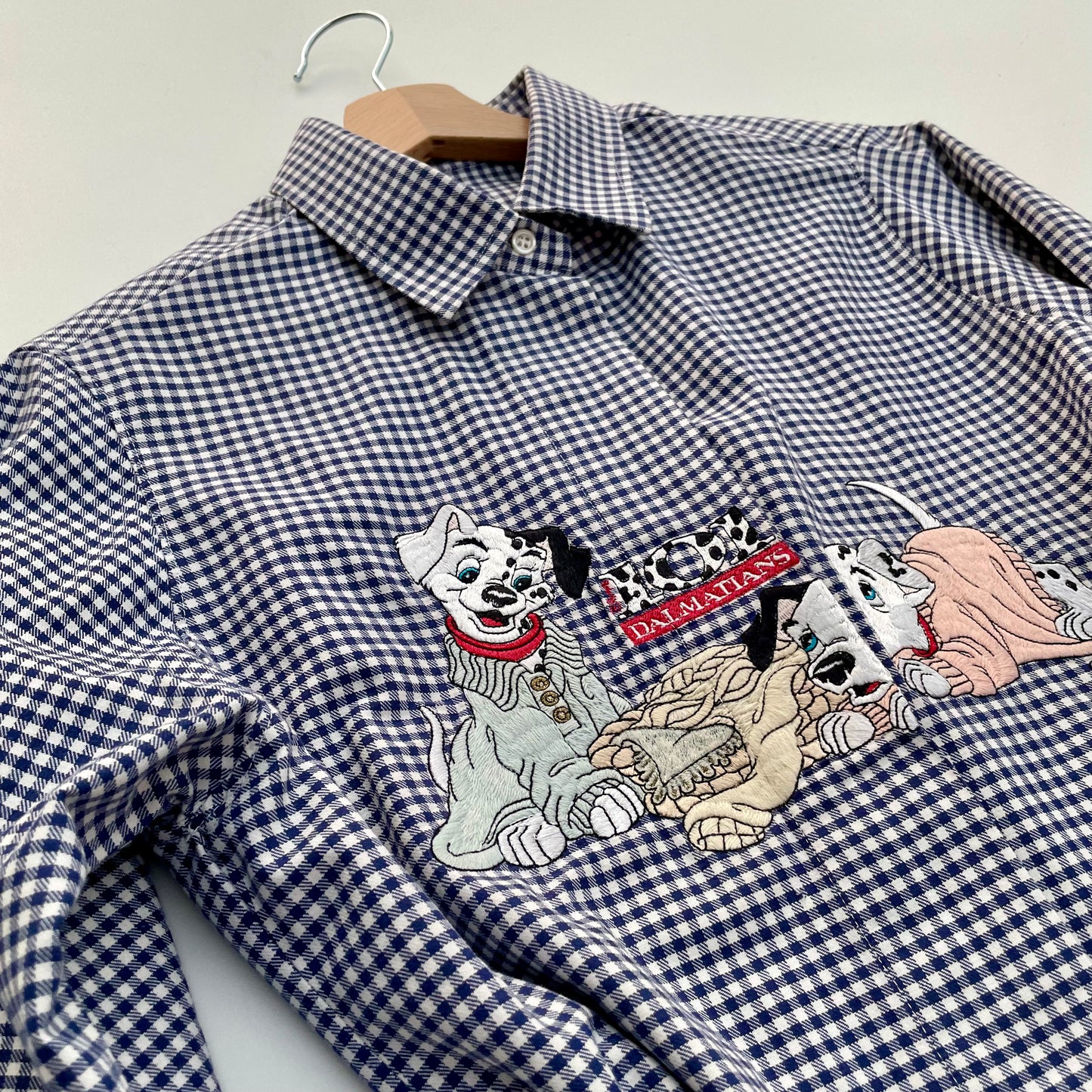 Dalmatian shirt with white and blue checks