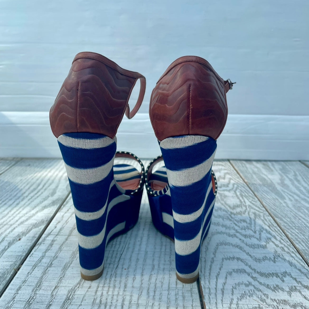 Compensées en cuir et tissu Missoni