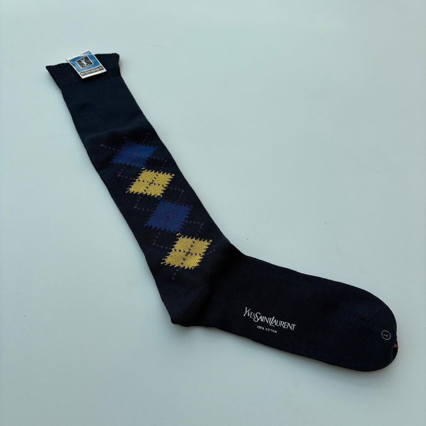 Calzettoni YSL Argyle blu/ giallo