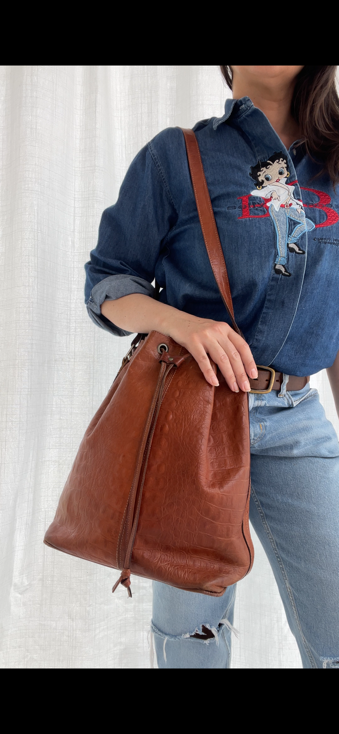 Sac seau en cuir vintage