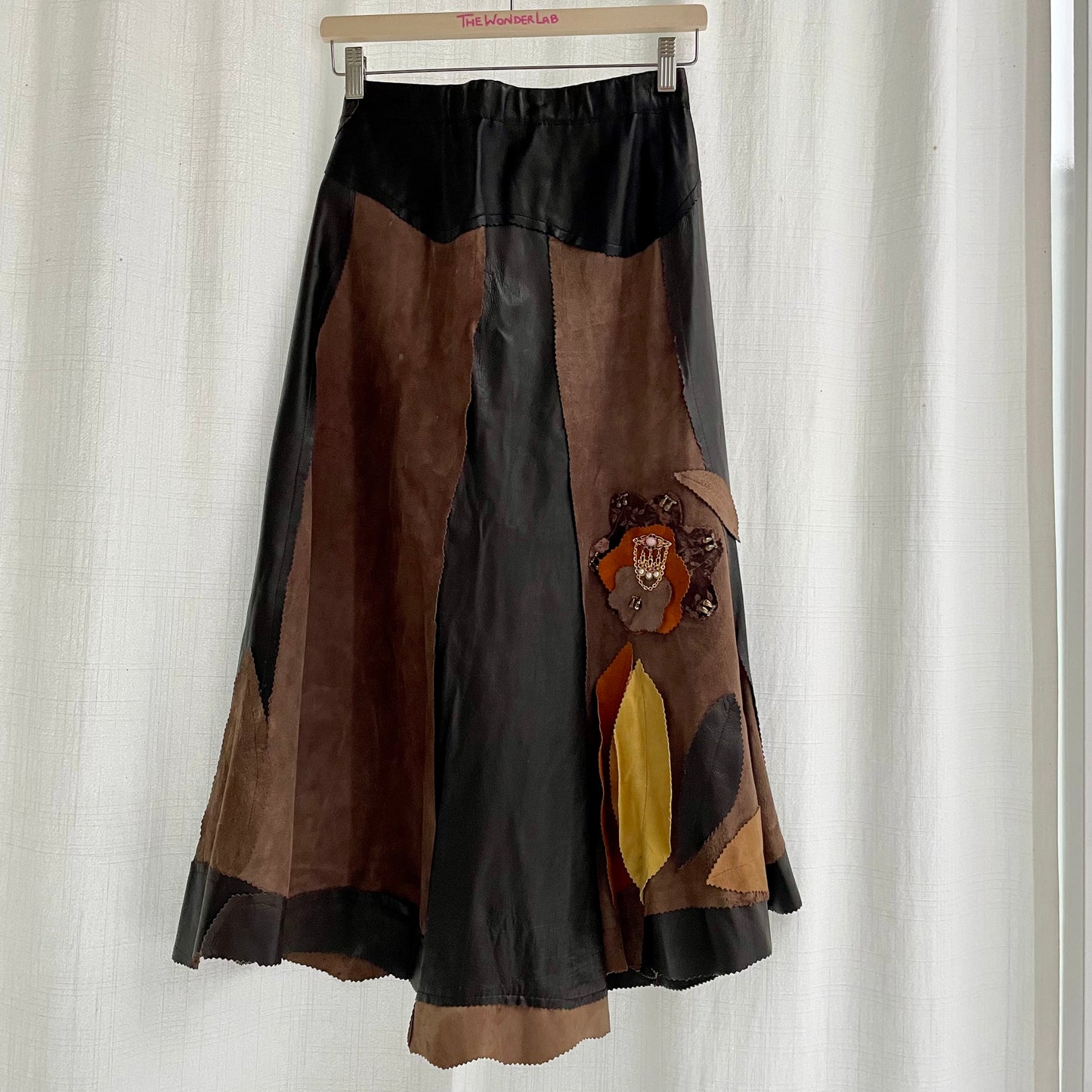 Jupe en cuir patchwork