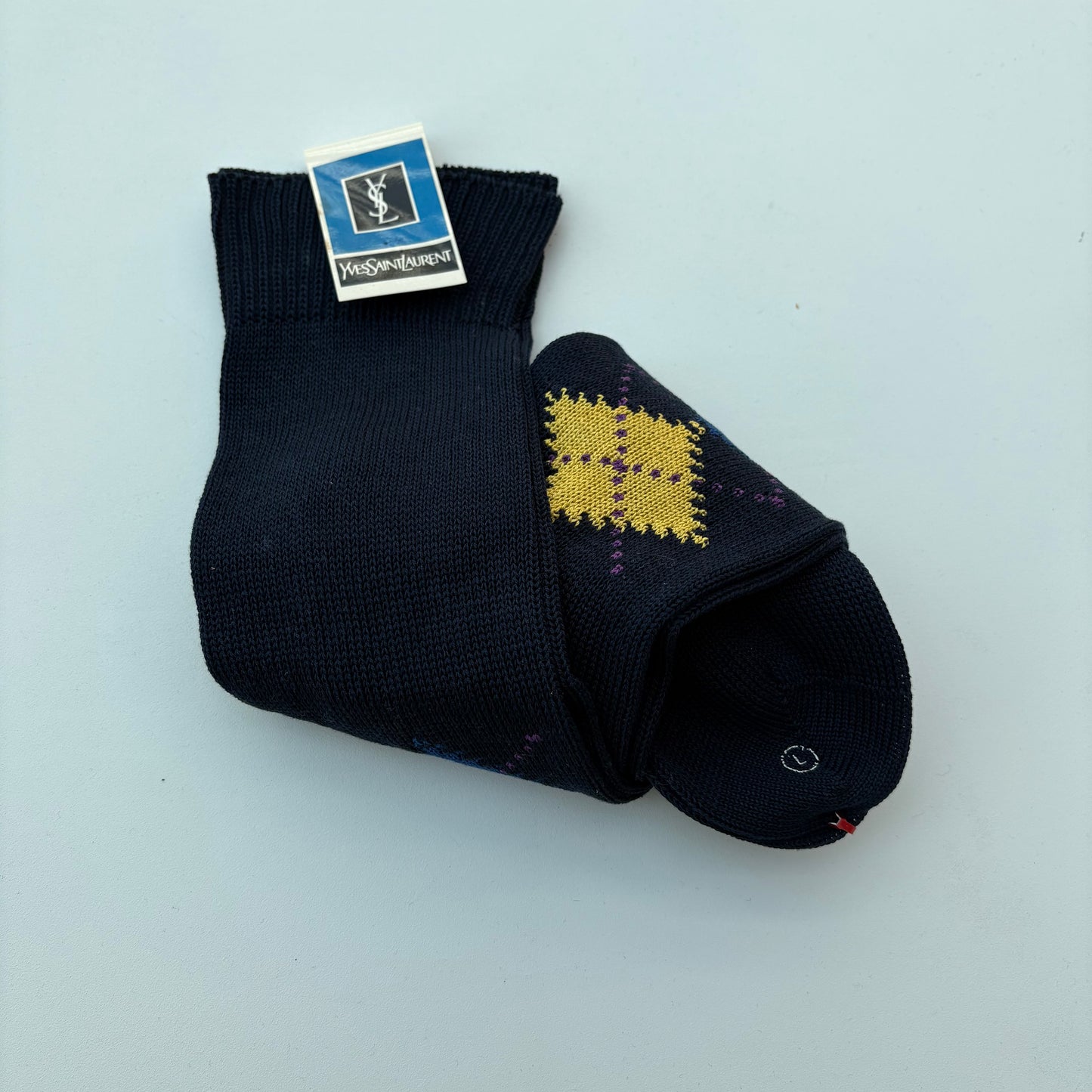 Calzettoni YSL Argyle blu/ giallo