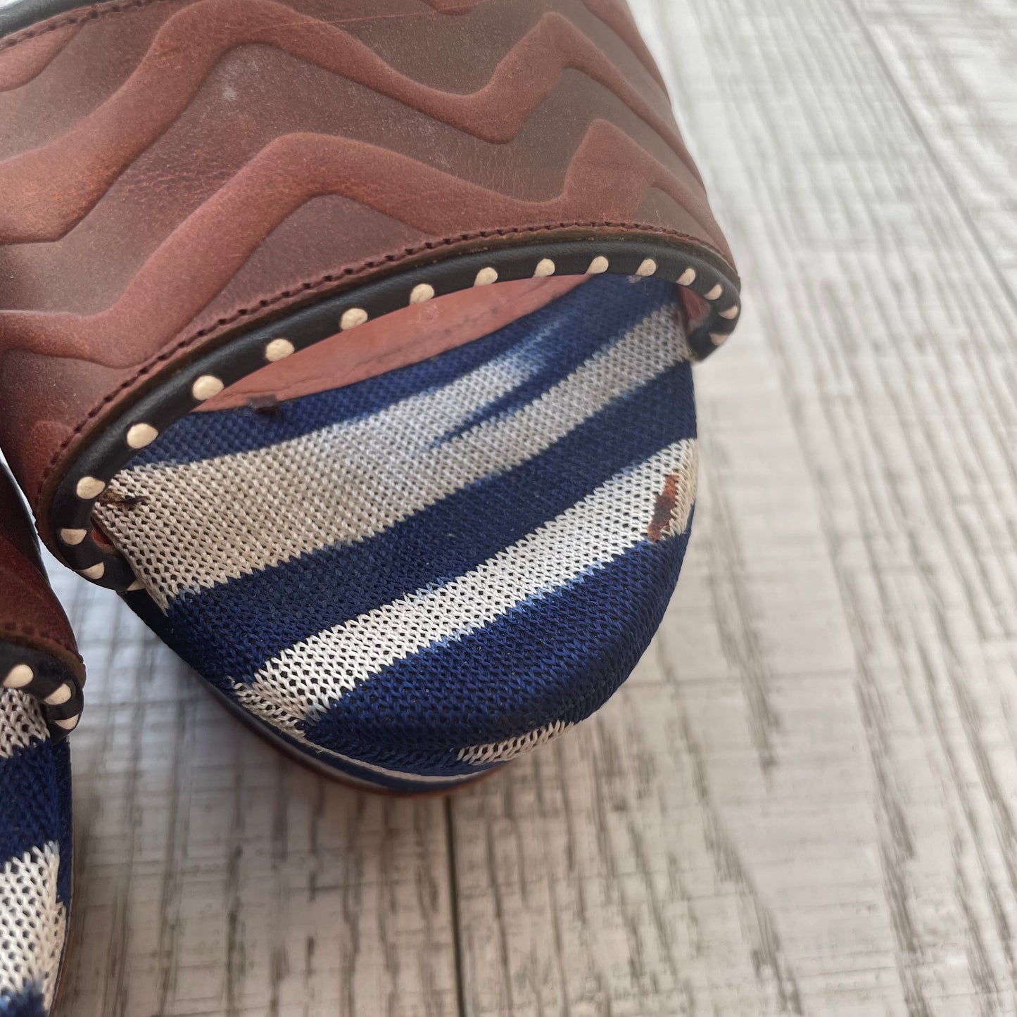 Compensées en cuir et tissu Missoni