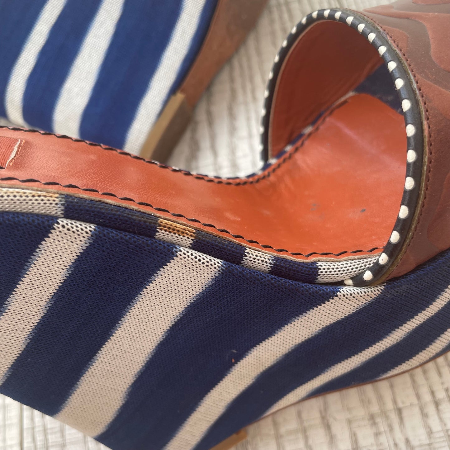 Compensées en cuir et tissu Missoni