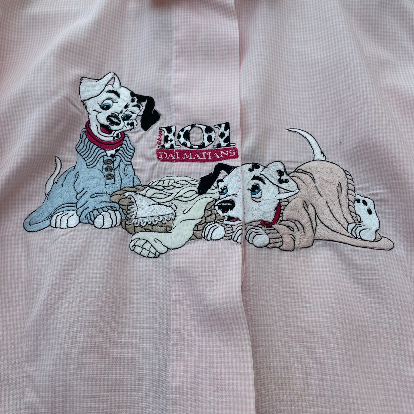 Dalmatian on pink gingham