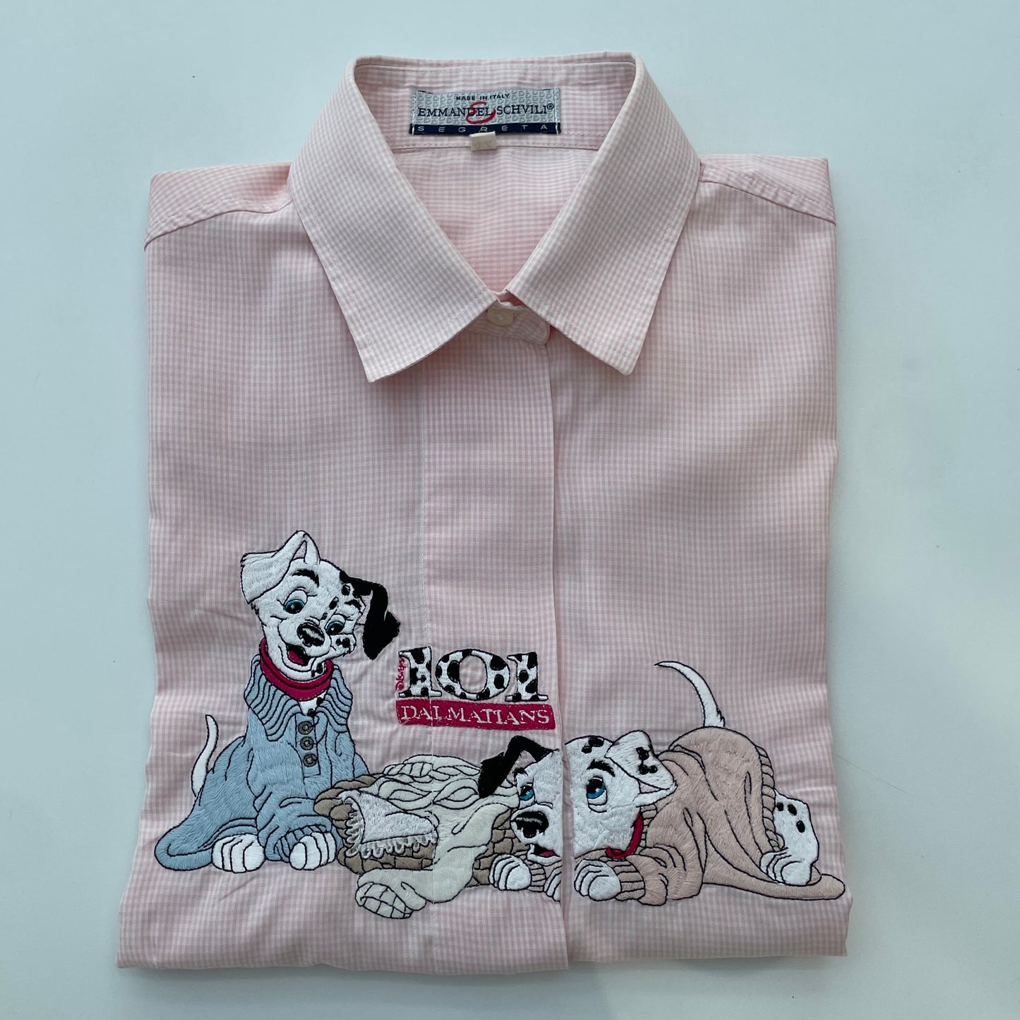 Dalmatian on pink gingham
