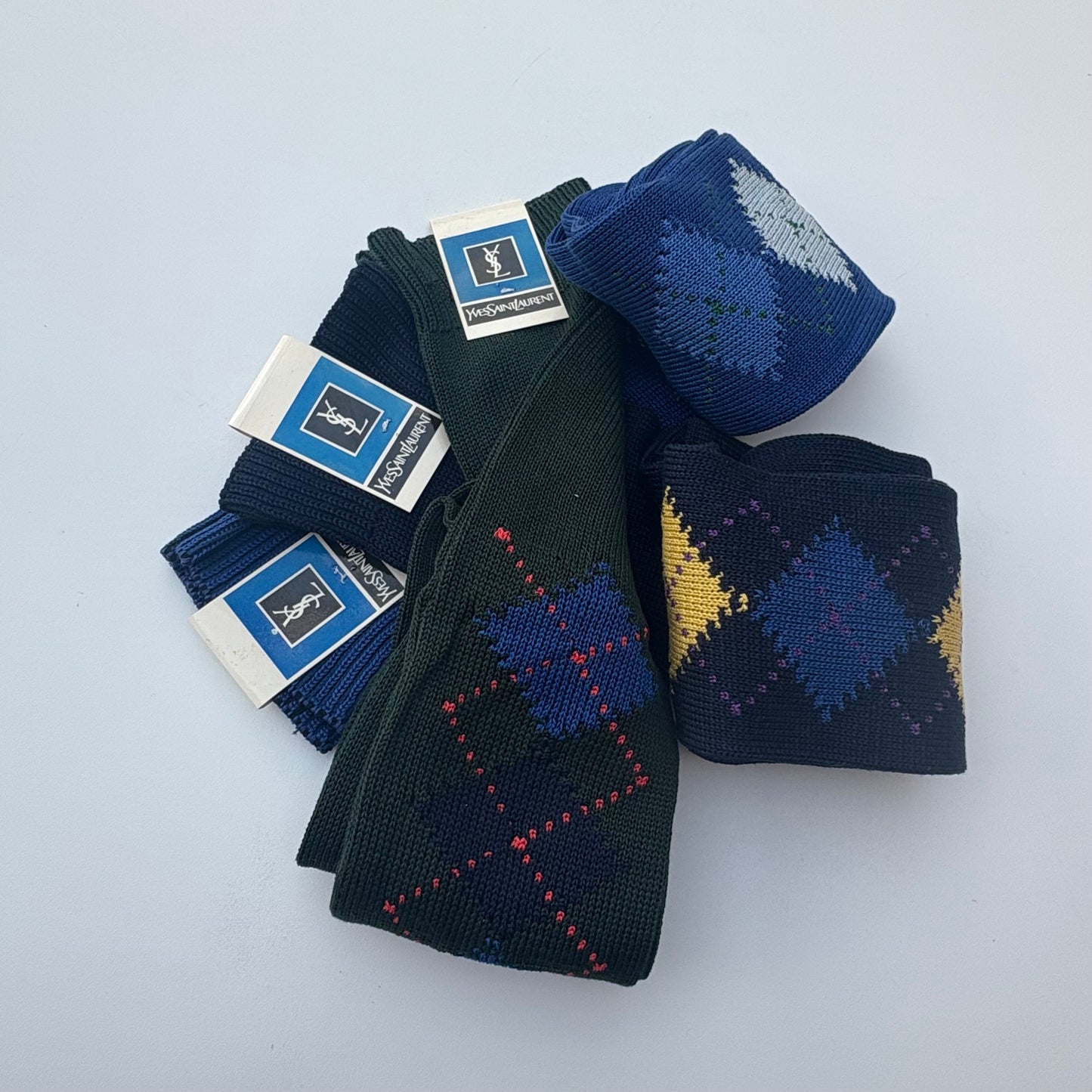 Calzettoni YSL rombi blu-azzurro