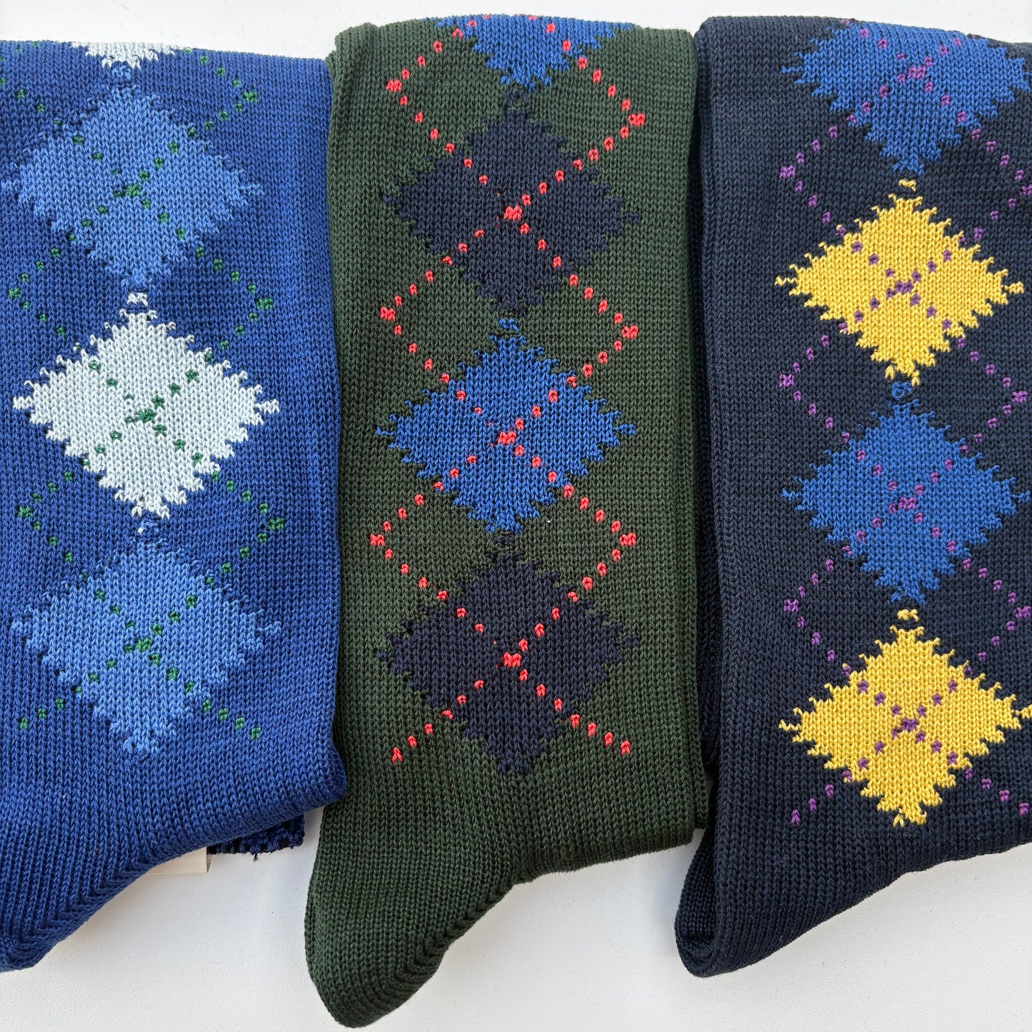 Calzettoni YSL Argyle blu/ giallo