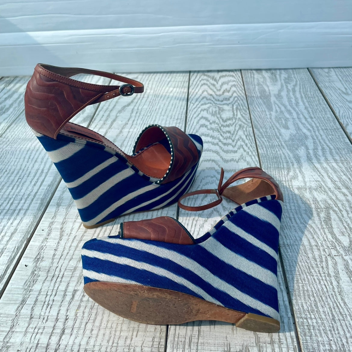 Compensées en cuir et tissu Missoni