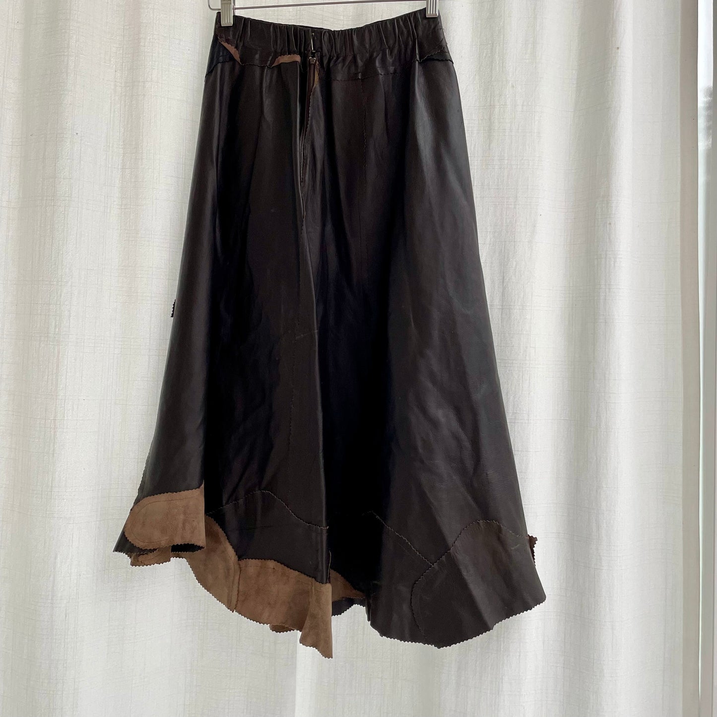 Jupe en cuir patchwork