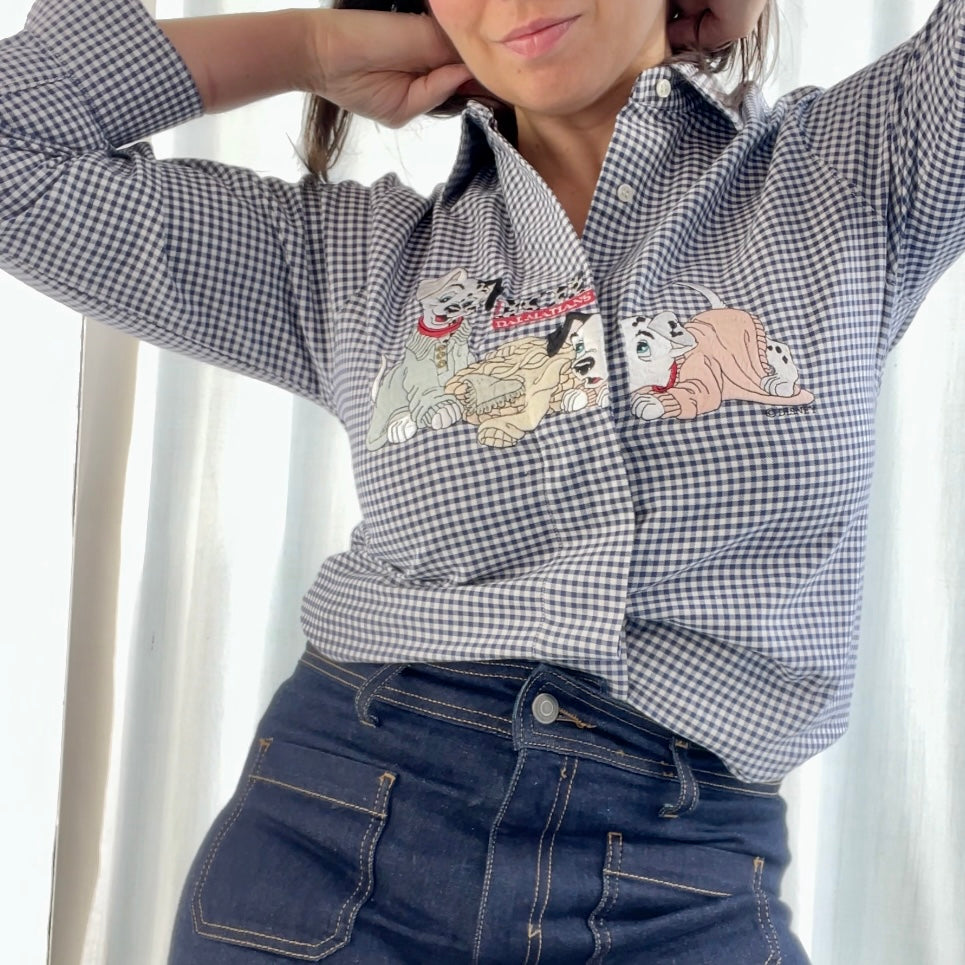 Dalmatian shirt with white and blue checks