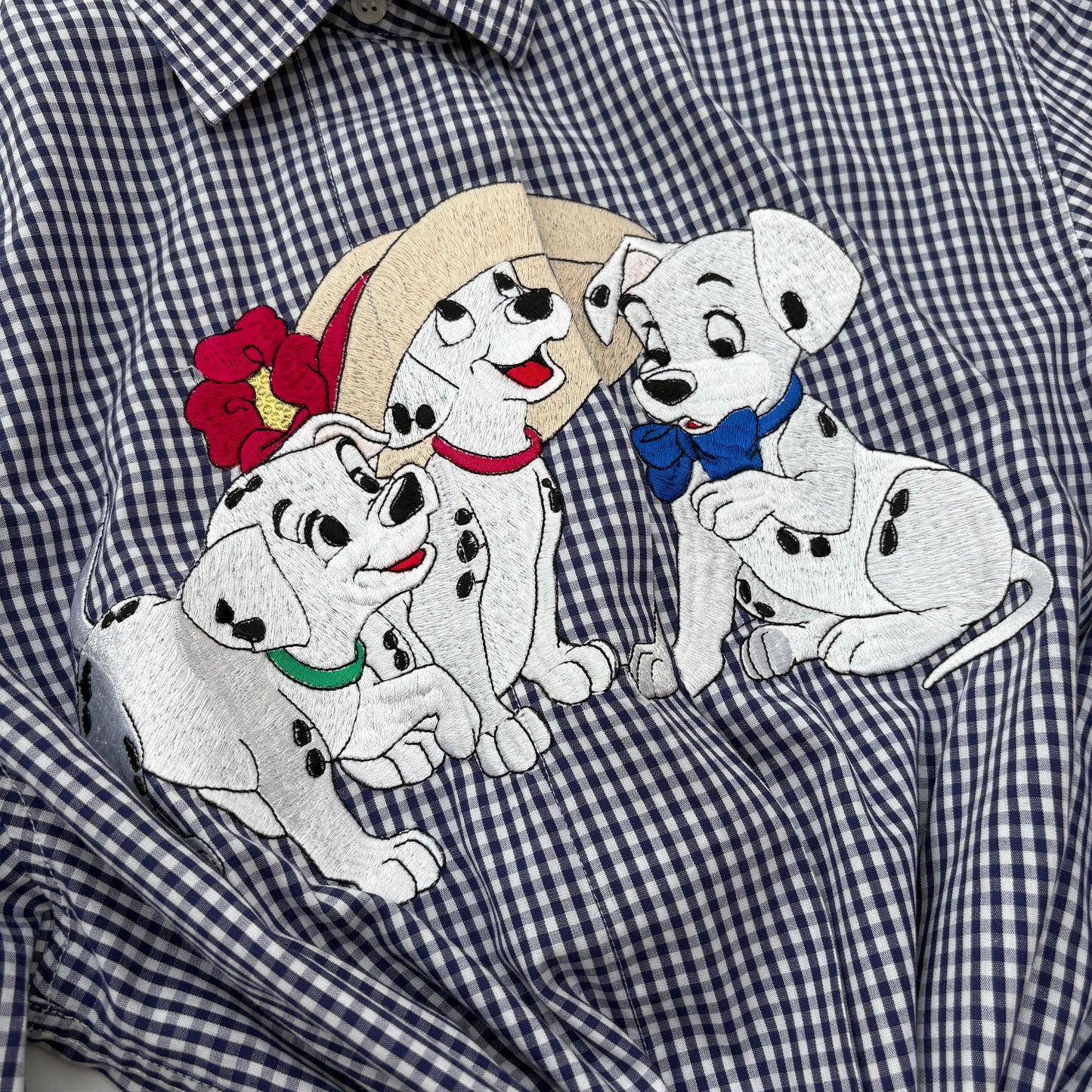Dalmata su quadretti vichy bianco e blu