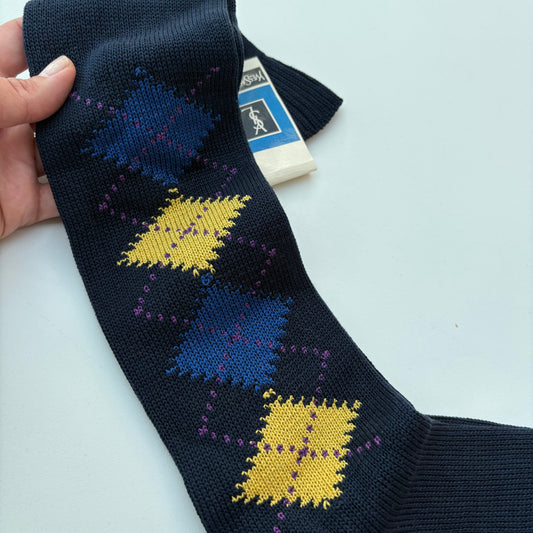 Calzettoni YSL Argyle blu/ giallo