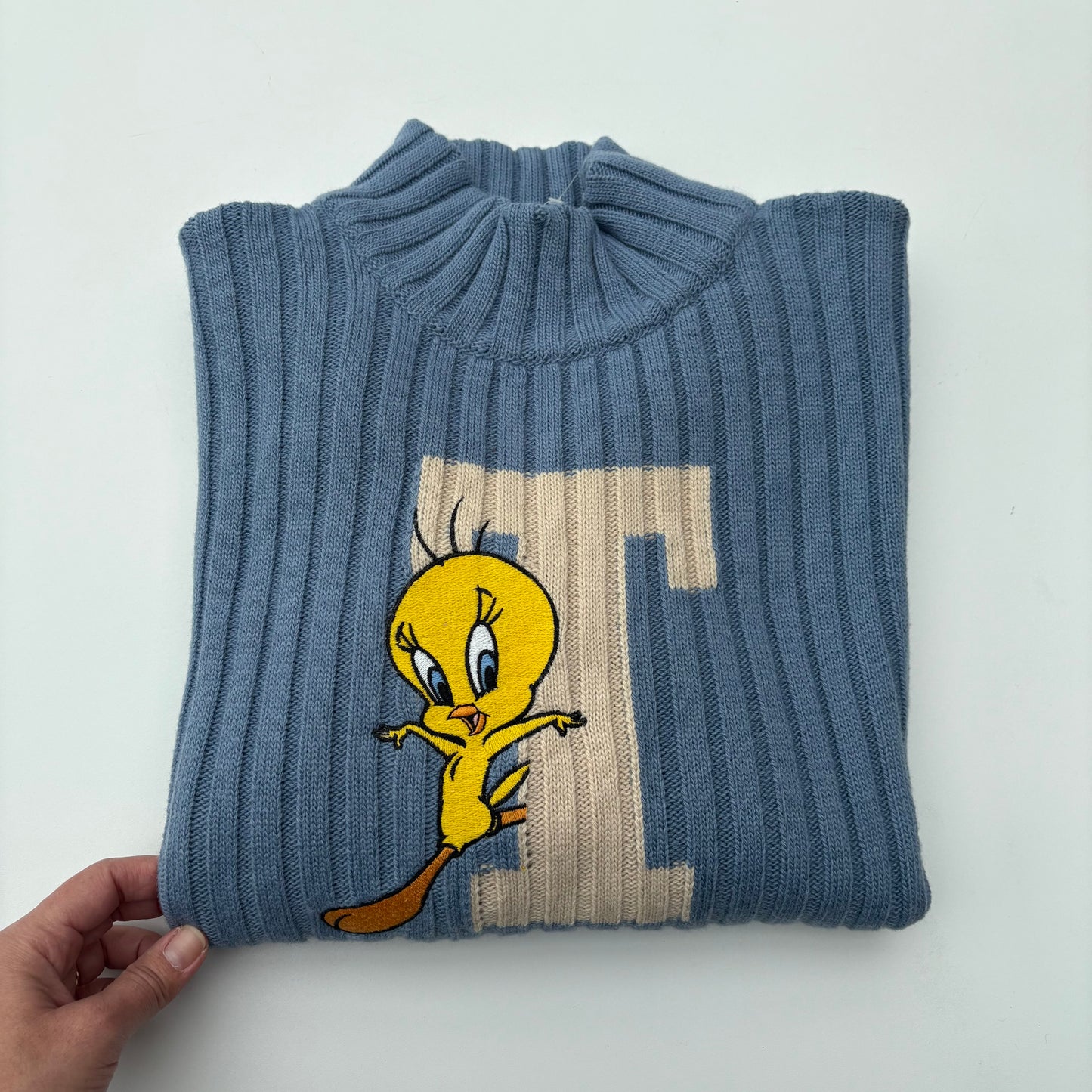 Titti pull azzurro a coste