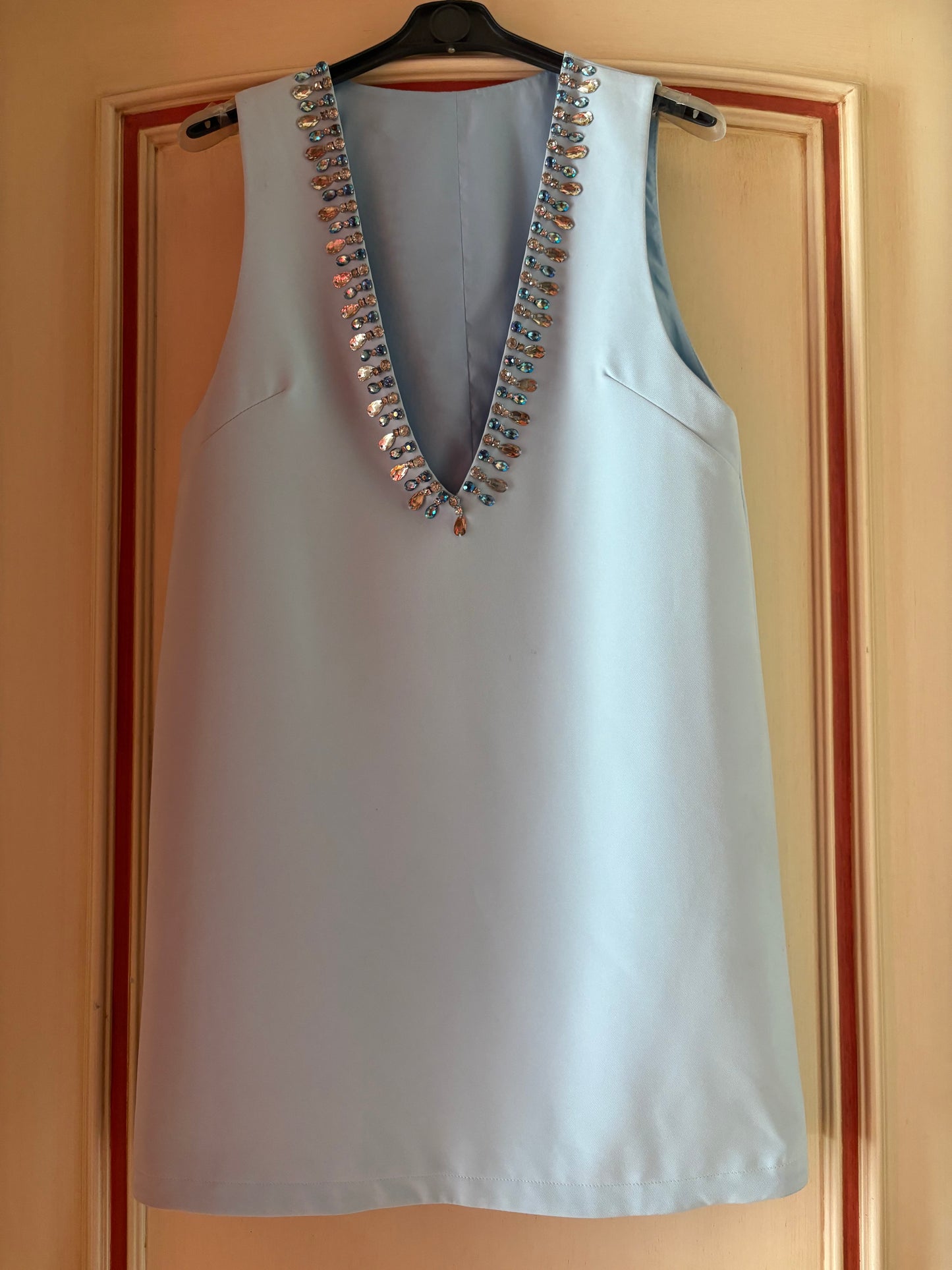 Abito trapezio azzurro polvere