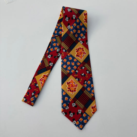 Cravatta fantasia patchwork e topolino