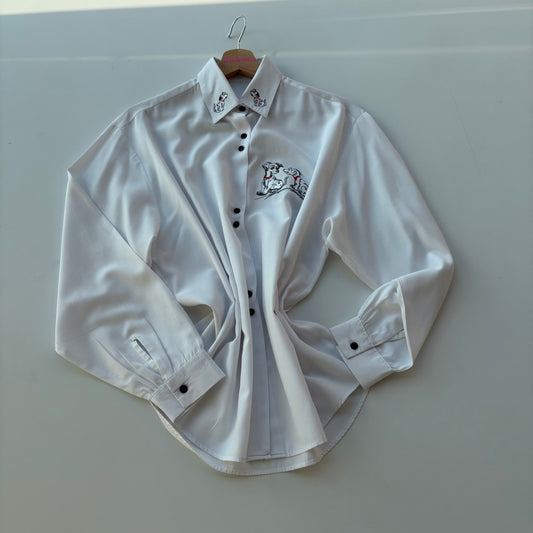 Dalmata shirt con bottoncini neri
