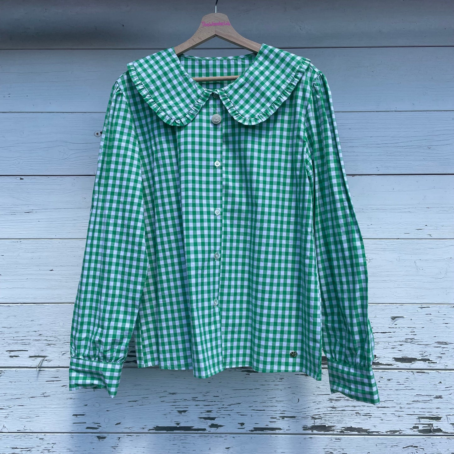 Camicia vichy verde con collettone