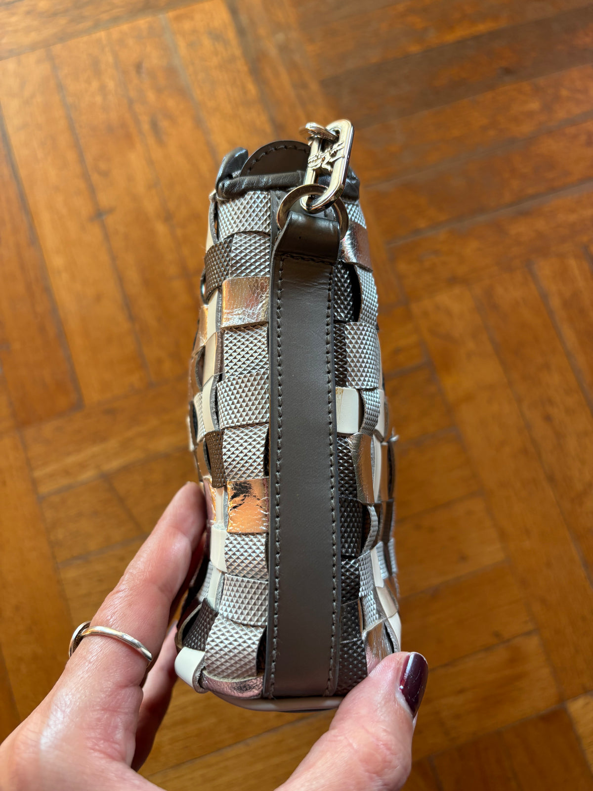 Borsa intreccio argento Piero Guidi