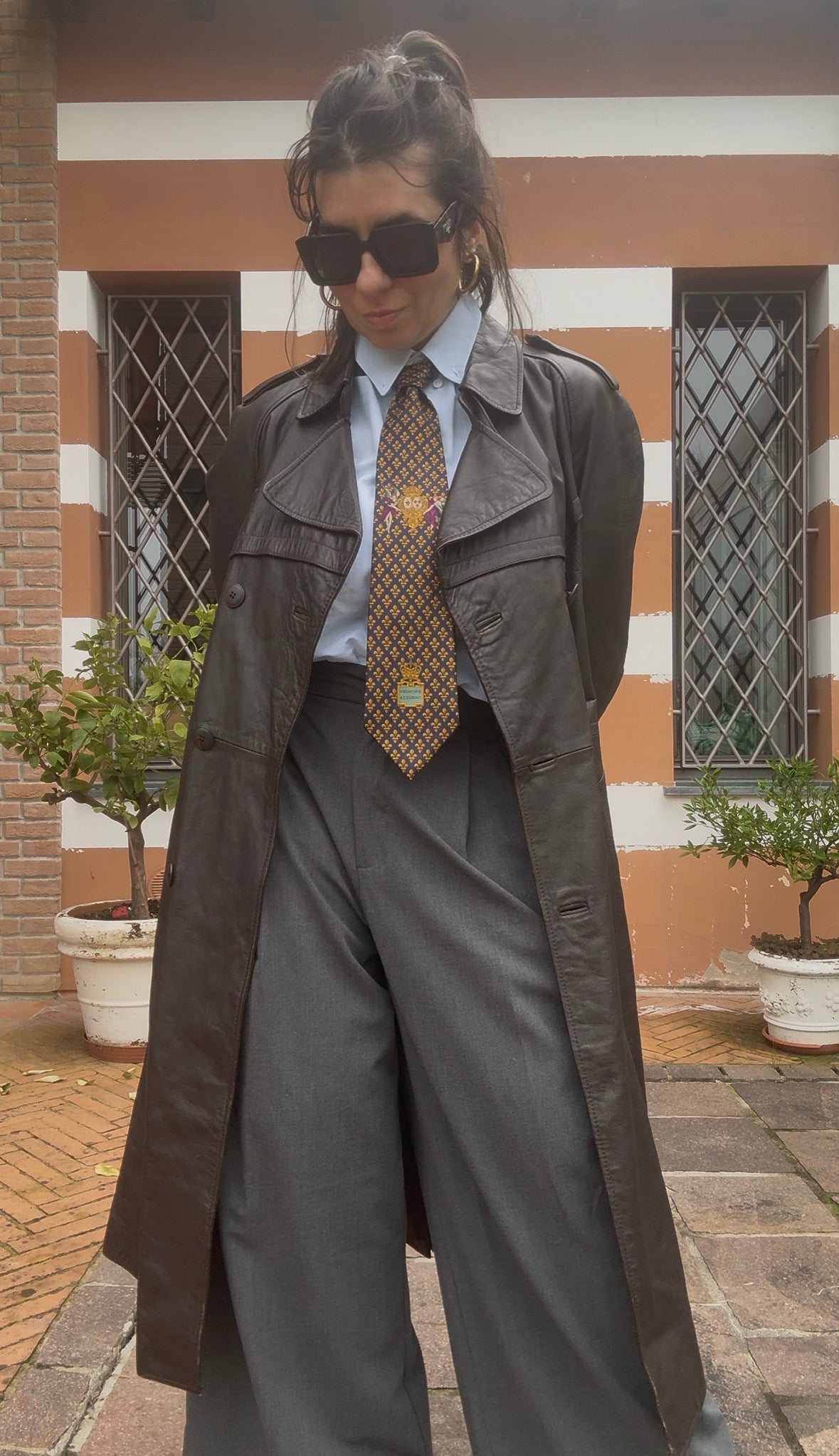 Trench vintage in pelle