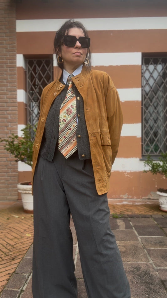 Rennino- bomber in pelle scamosciata