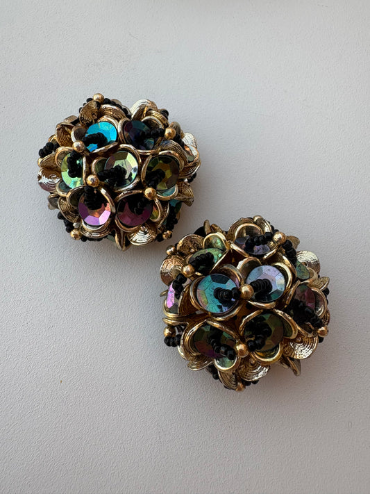 Orecchini 80’s ortensie blu