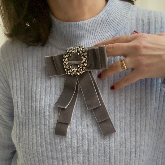 Spilla fiocco velluto