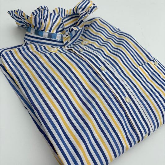 Sbarazzina a righe giallo e blu