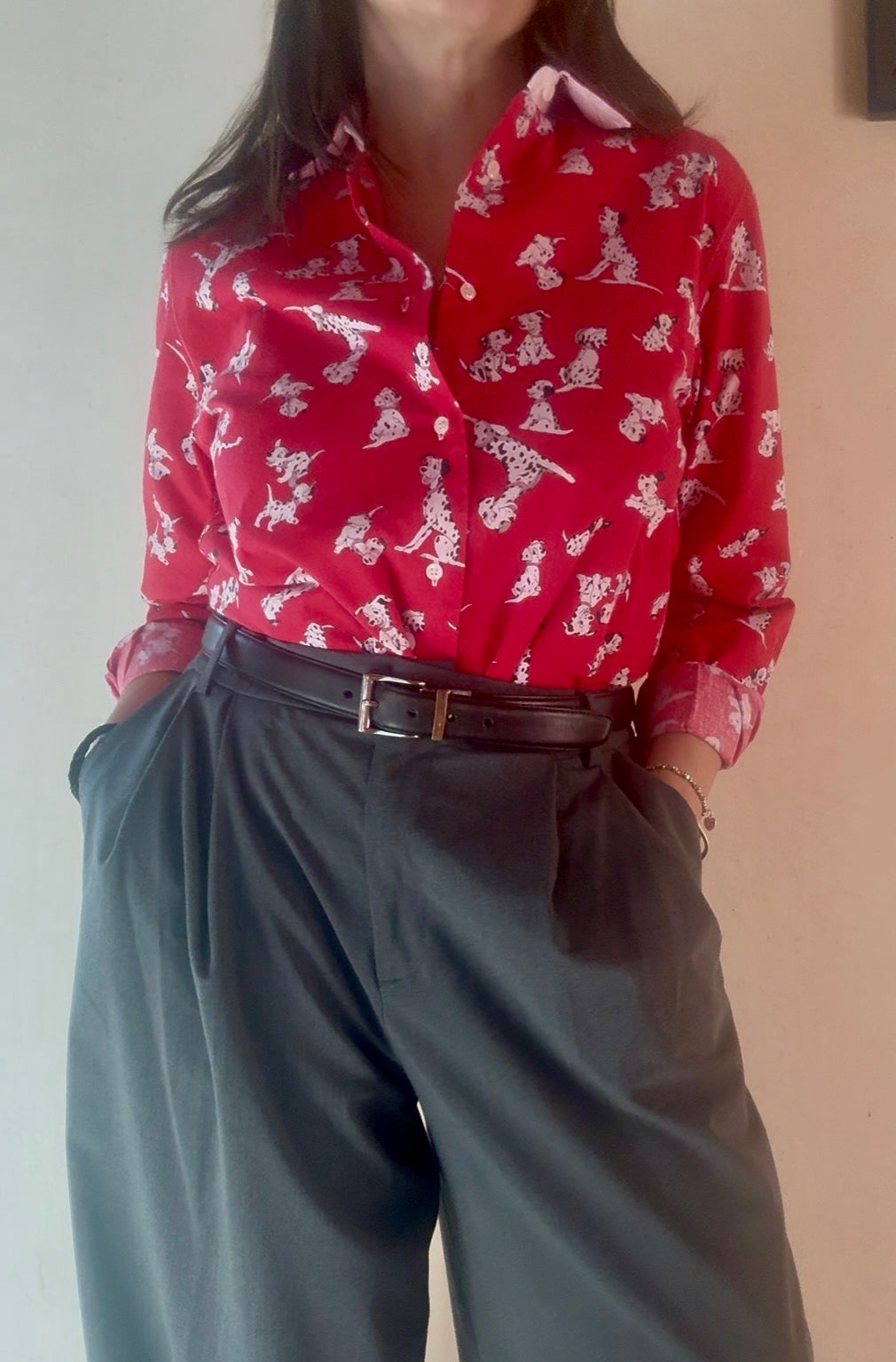 Camicia Schvili rossa con dalmata