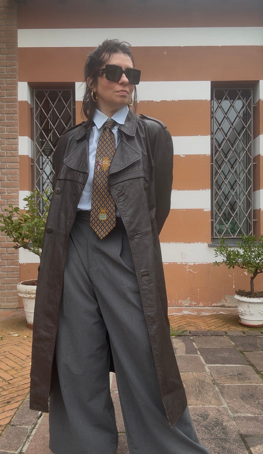 Trench vintage in pelle