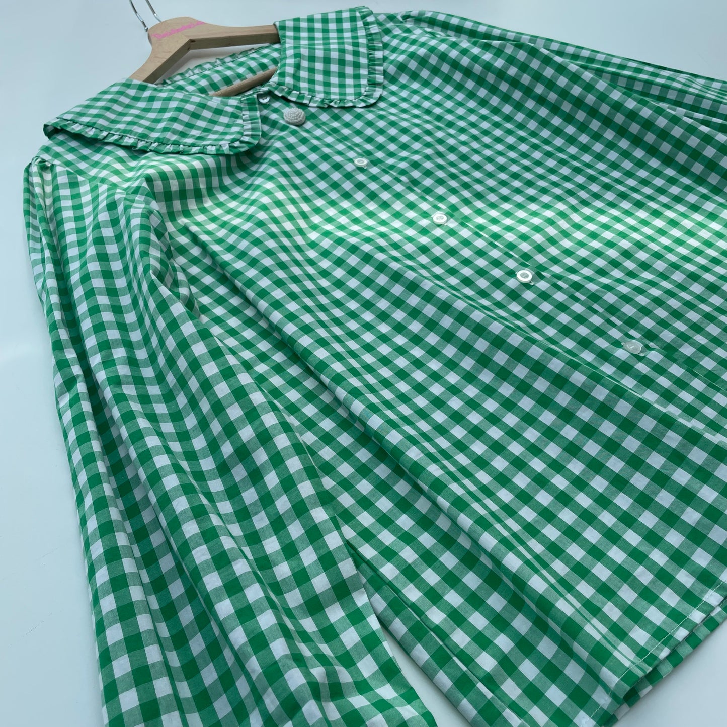 Camicia vichy verde con collettone