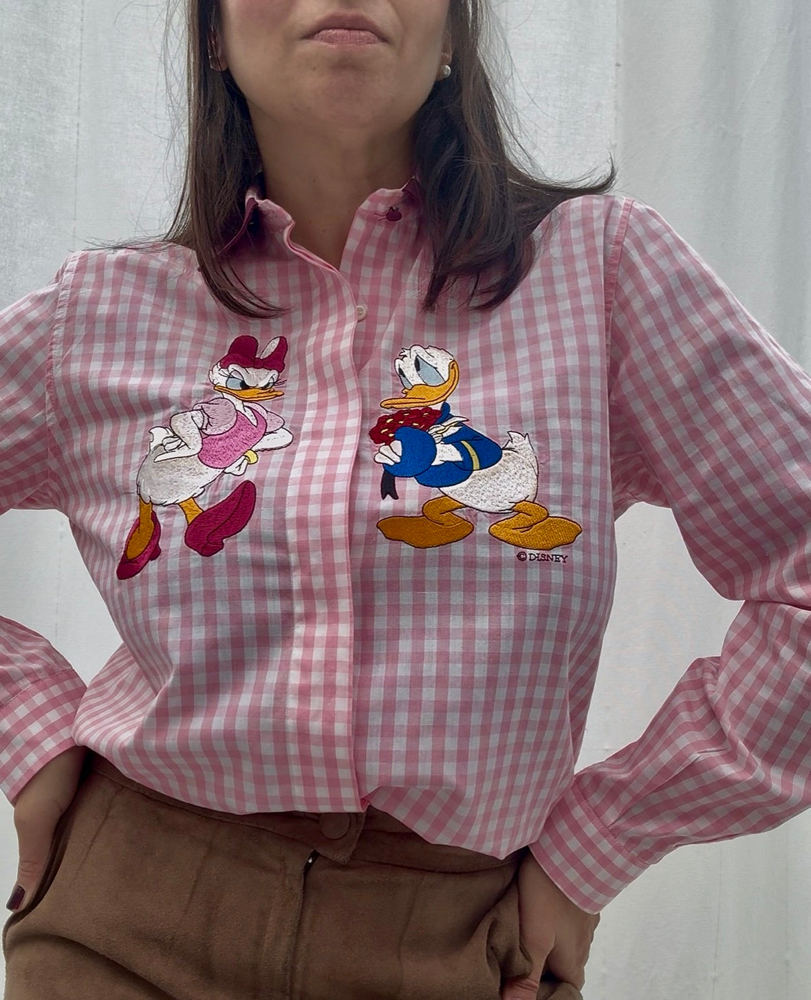 Camicia Schvili a quadri rosa con bordeaux