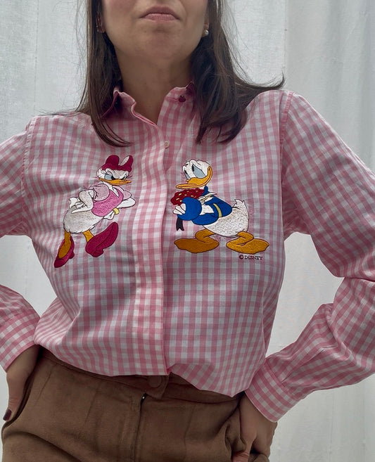 Camicia Schvili a quadri rosa con bordeaux