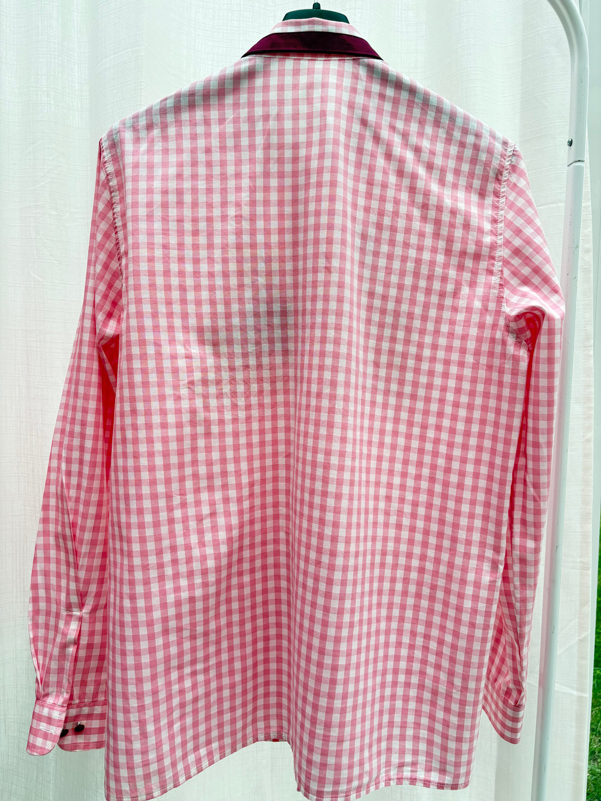 Camicia Schvili a quadri rosa con bordeaux