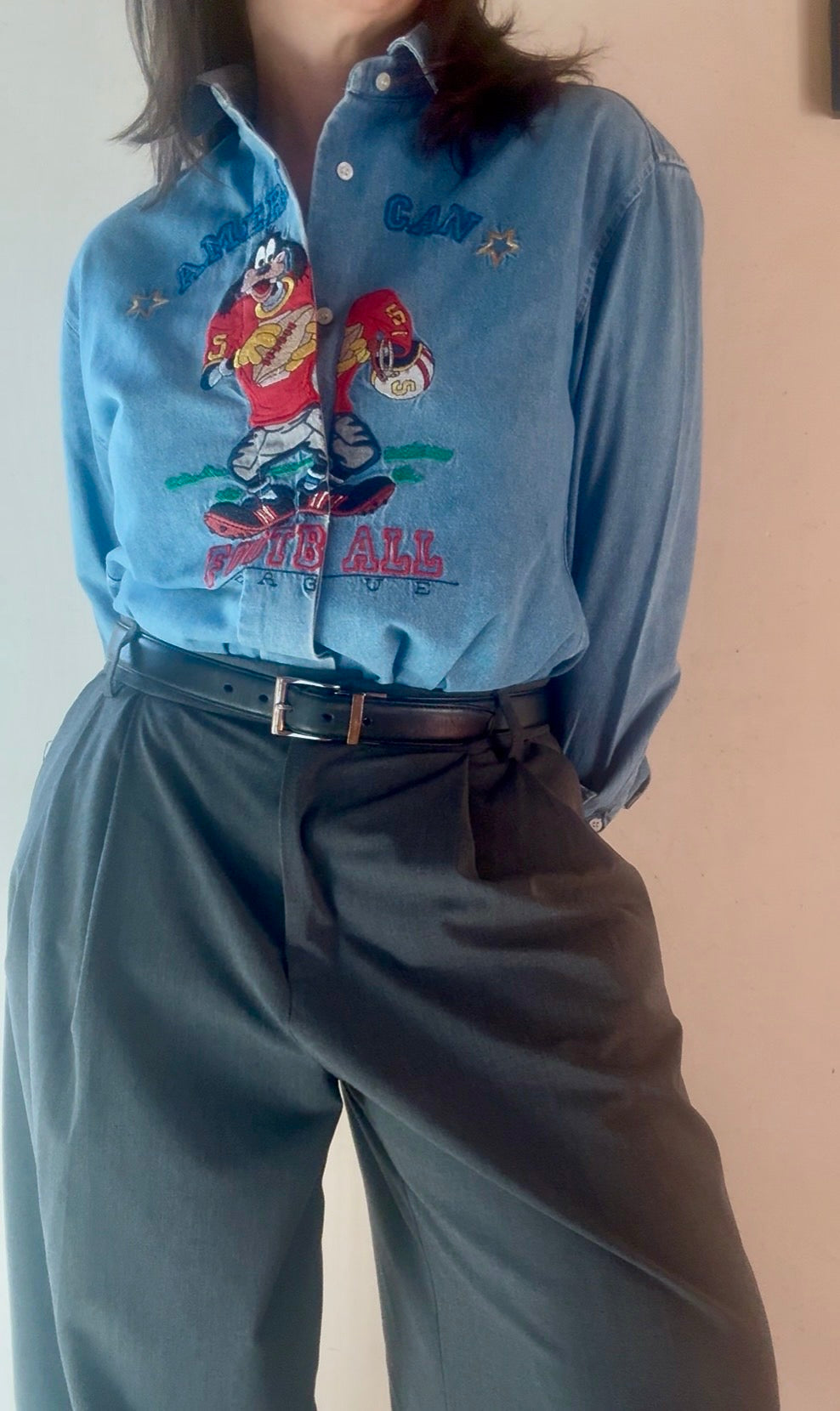 Camicia Schvili jeans con Pippo rugbista