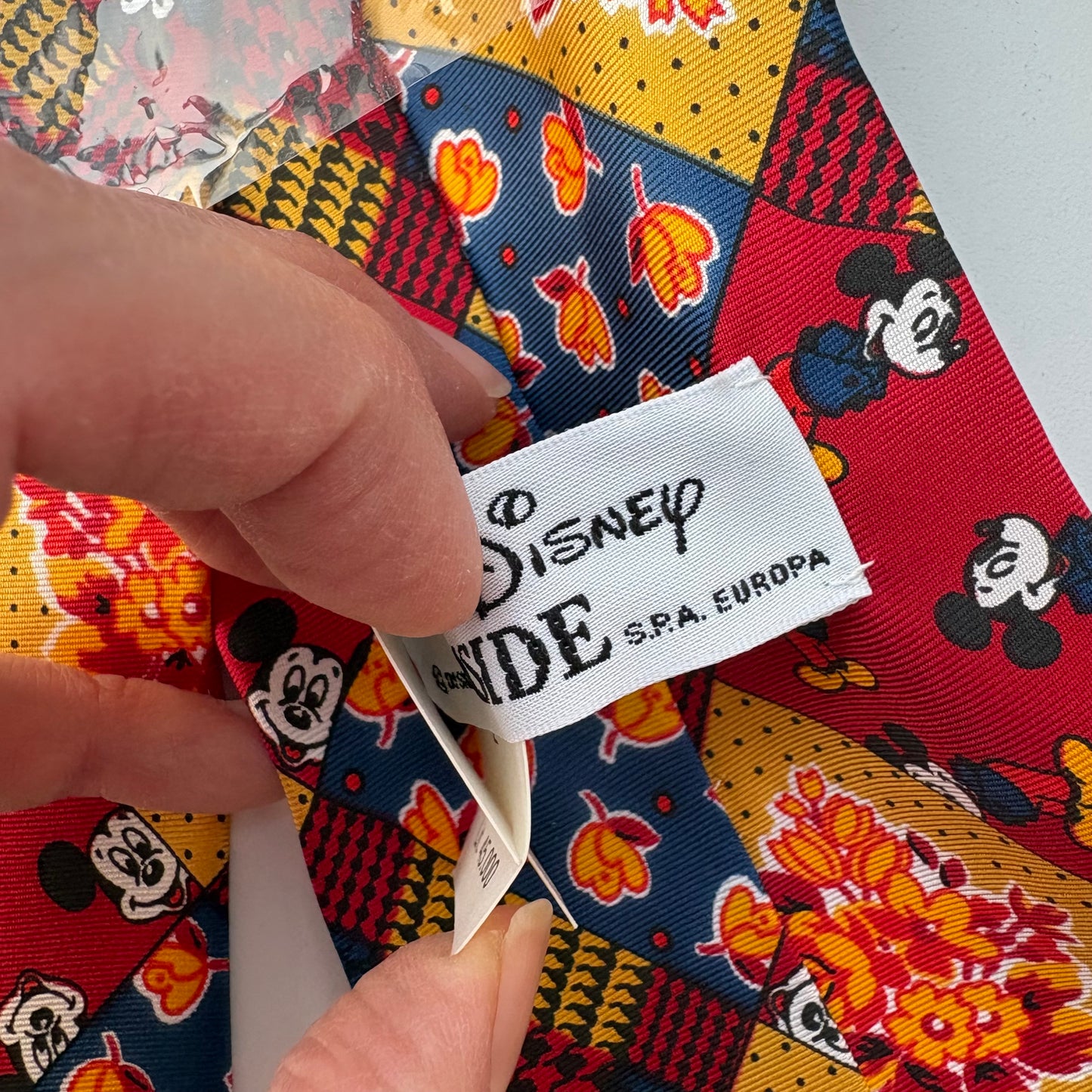 Cravatta fantasia patchwork e topolino