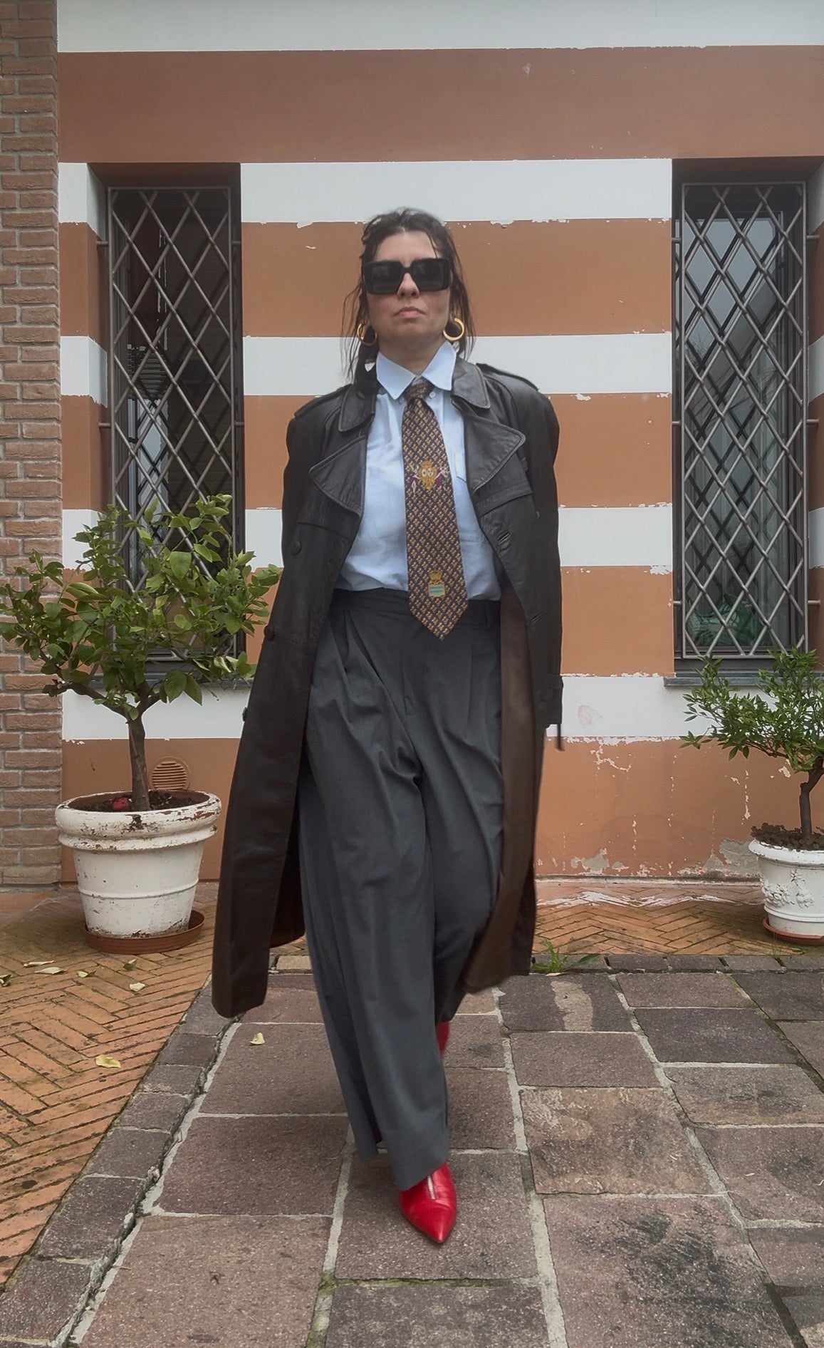 Trench vintage in pelle