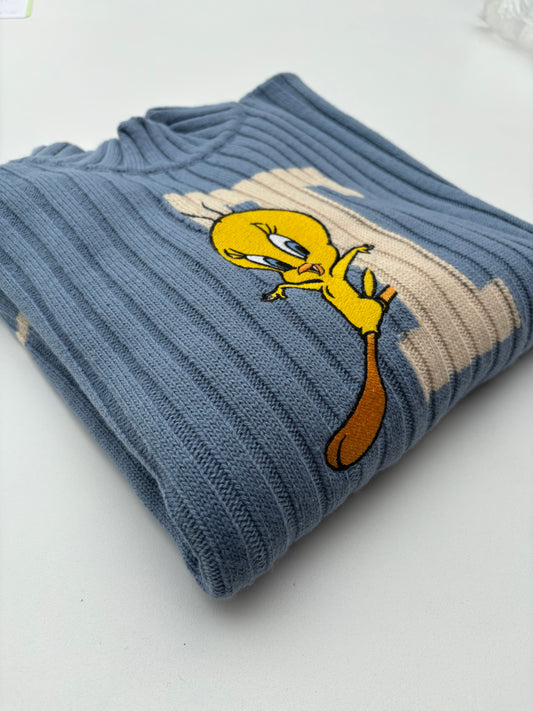 Titti pull azzurro a coste