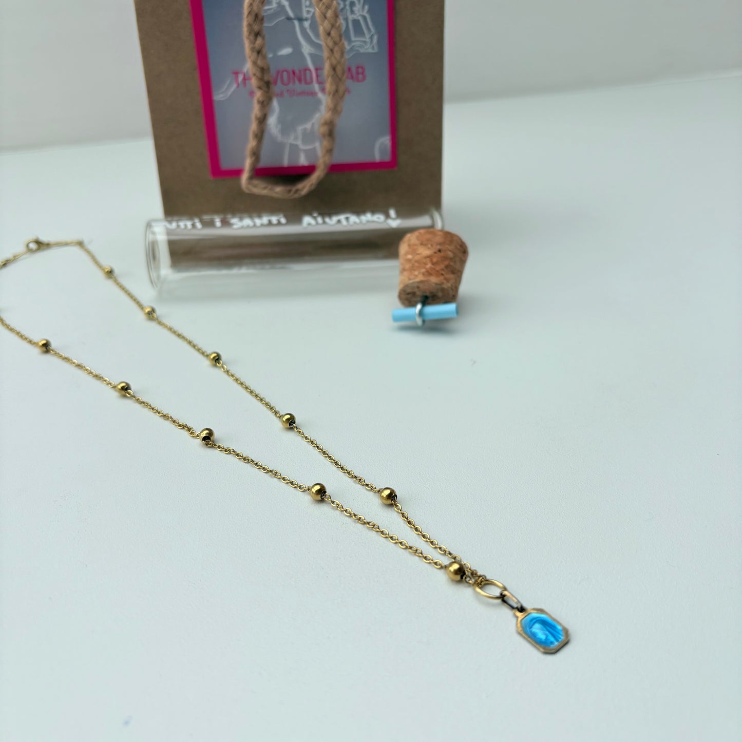 Catenina con medaglietta double San Cristoforo-Lourdes ￼