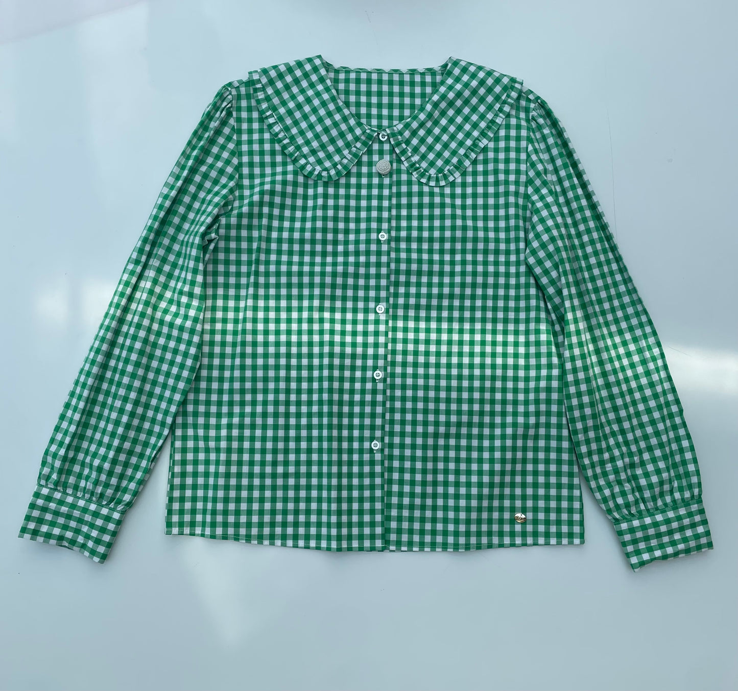 Camicia vichy verde con collettone