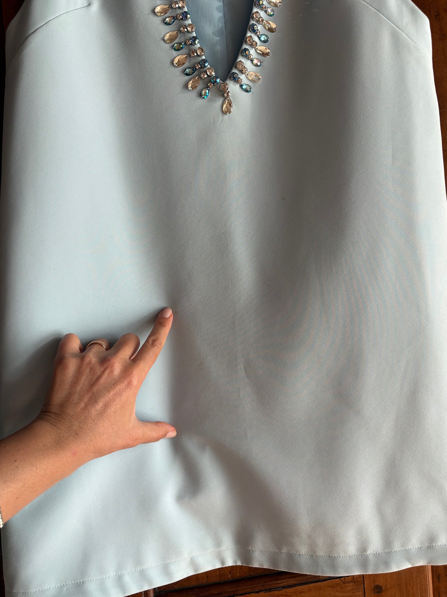 Abito trapezio azzurro polvere