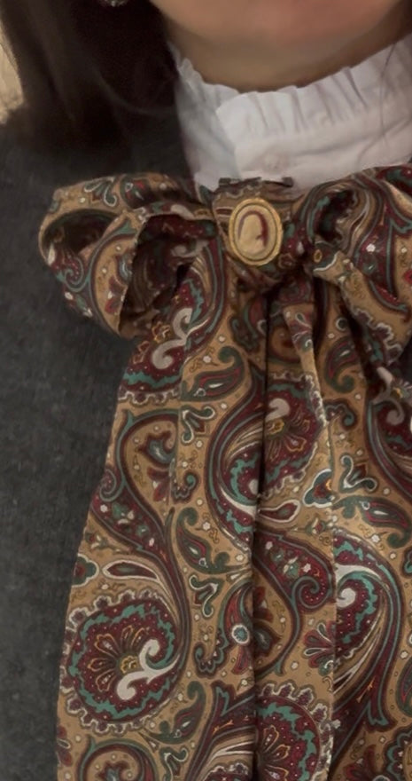 Fiocco paisley caffè-Bordeaux-Verdone