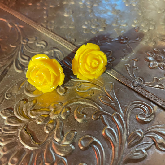 Yellow rose earrings